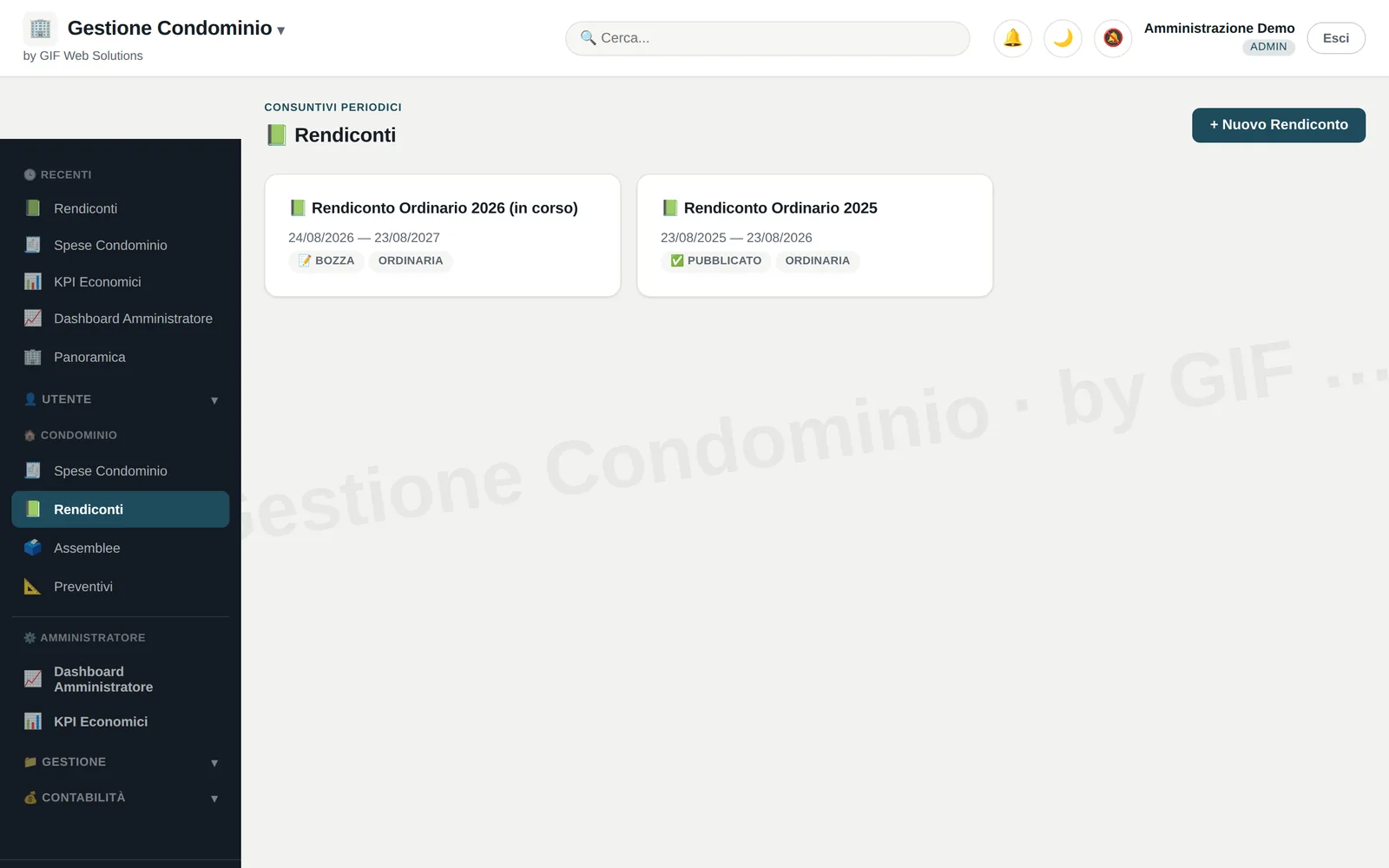 I rendiconti, in bozza e chiusi